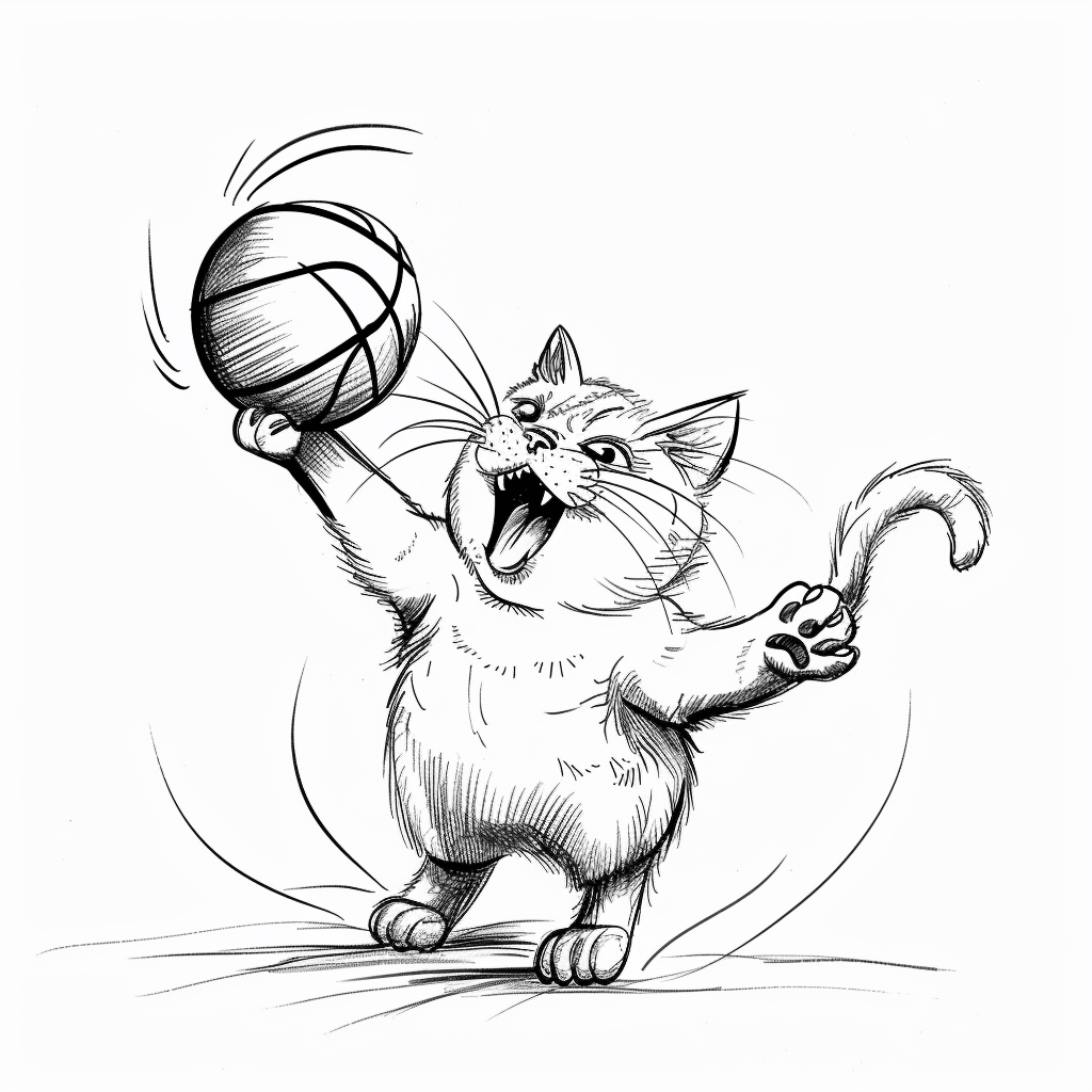 Cat Playing Basketball