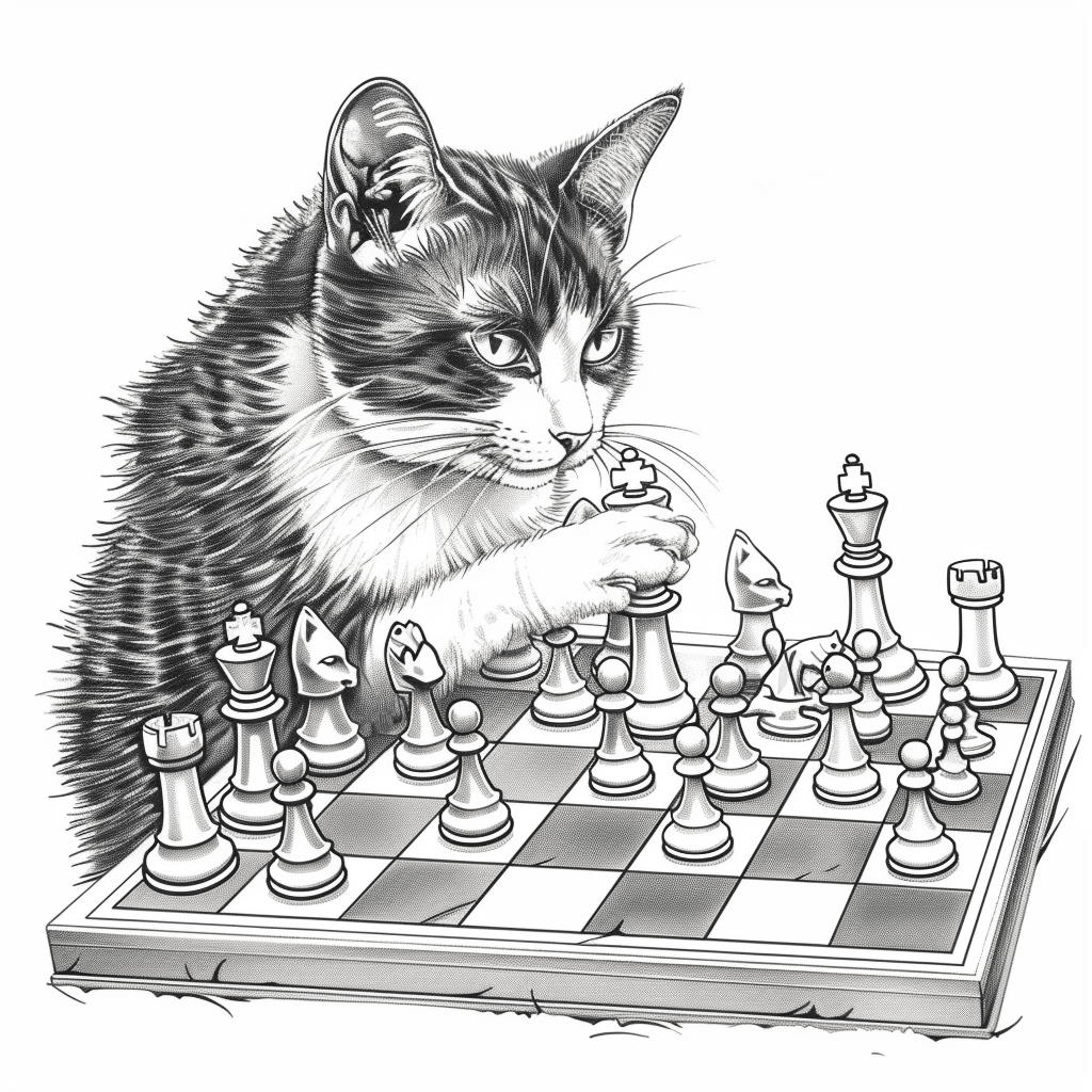 Cat Playing Chess