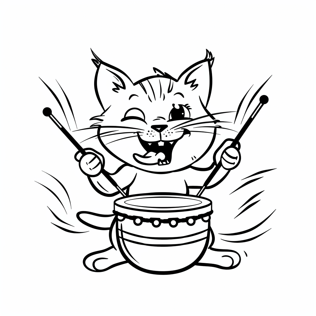 Cat Playing Drum