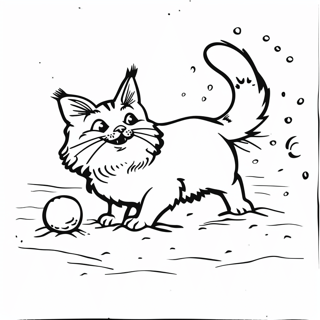 Cat Playing in Snow