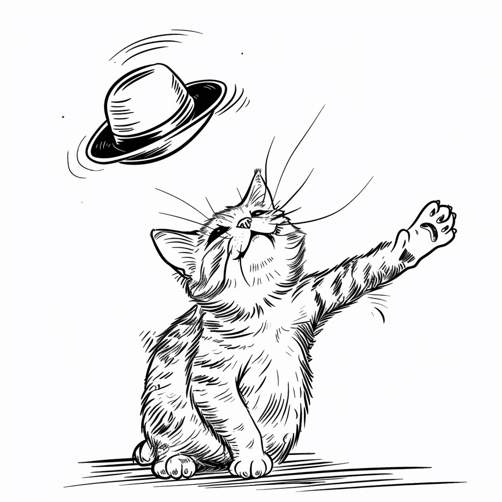 Cat Playing with Hat