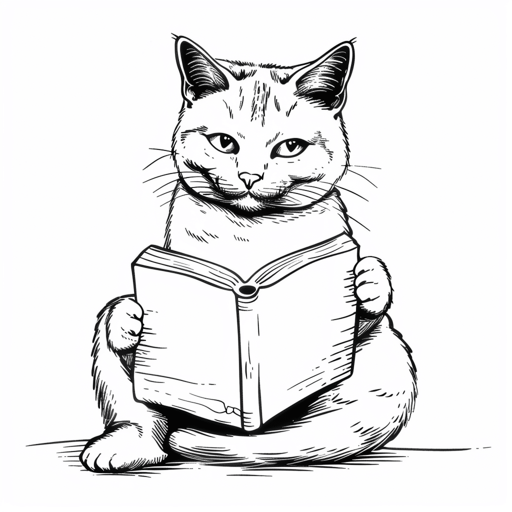 Cat Reading Book