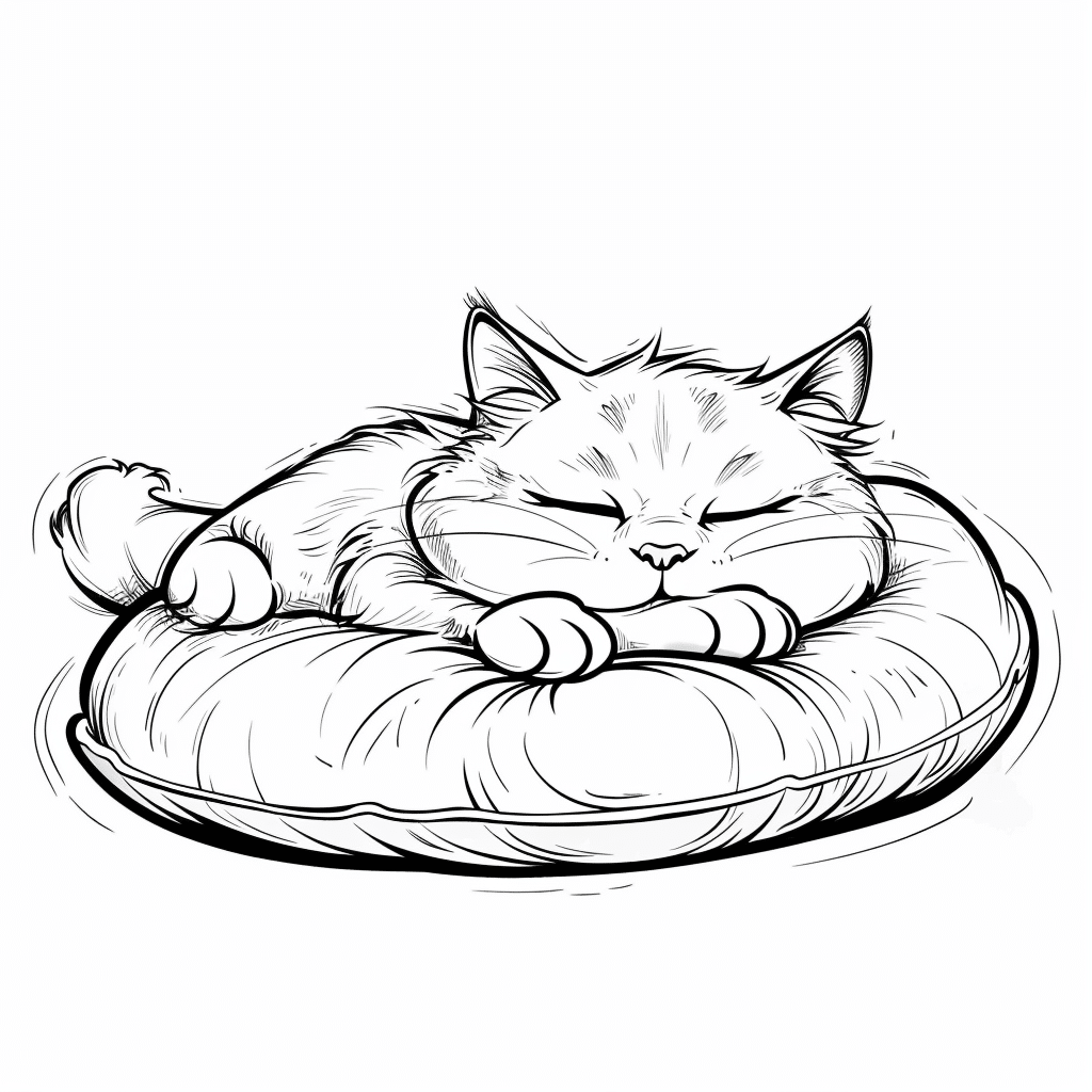 Cat Resting on Pillow