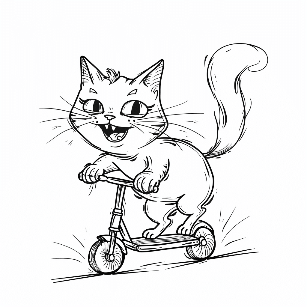 Cat Riding Scooter