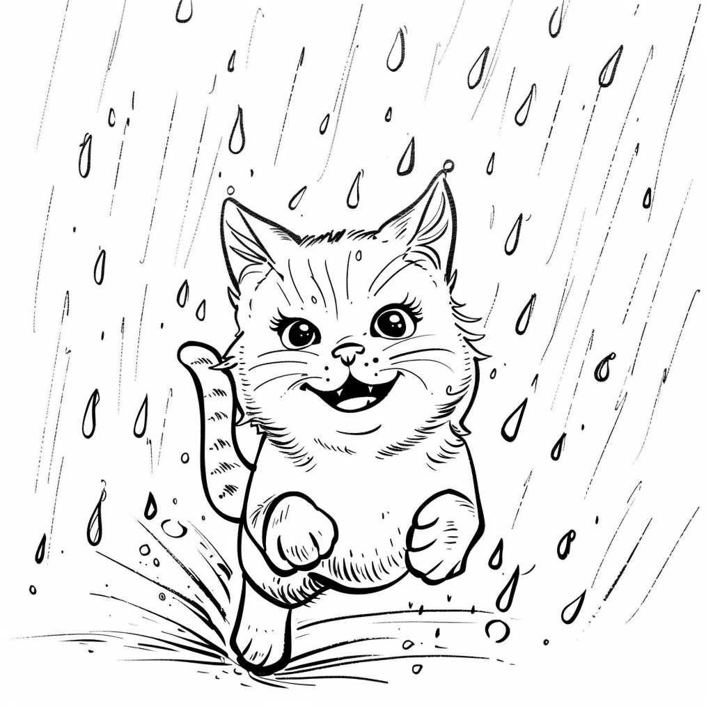 Cat Running in Rain