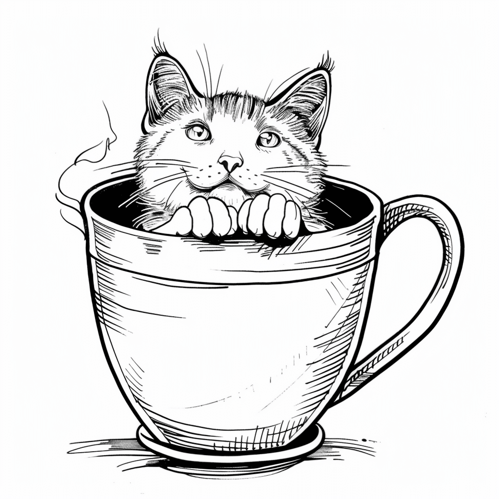 Cat Sitting in Teacup