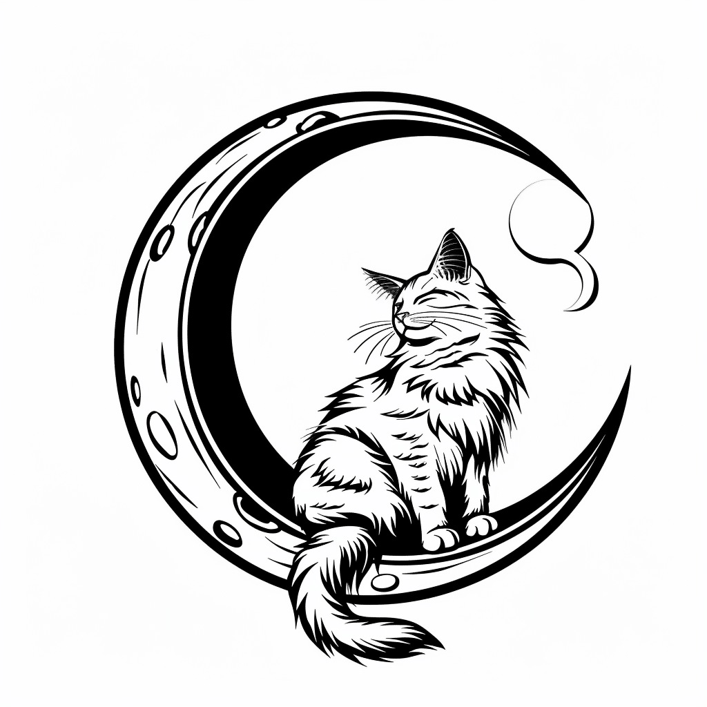 Cat Sitting on Moon