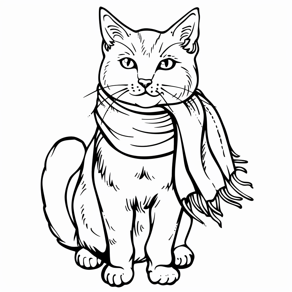 Cat Wearing Scarf