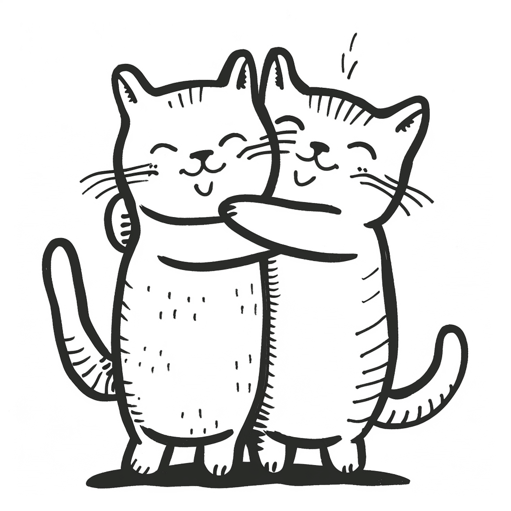 Cats Hugging Together