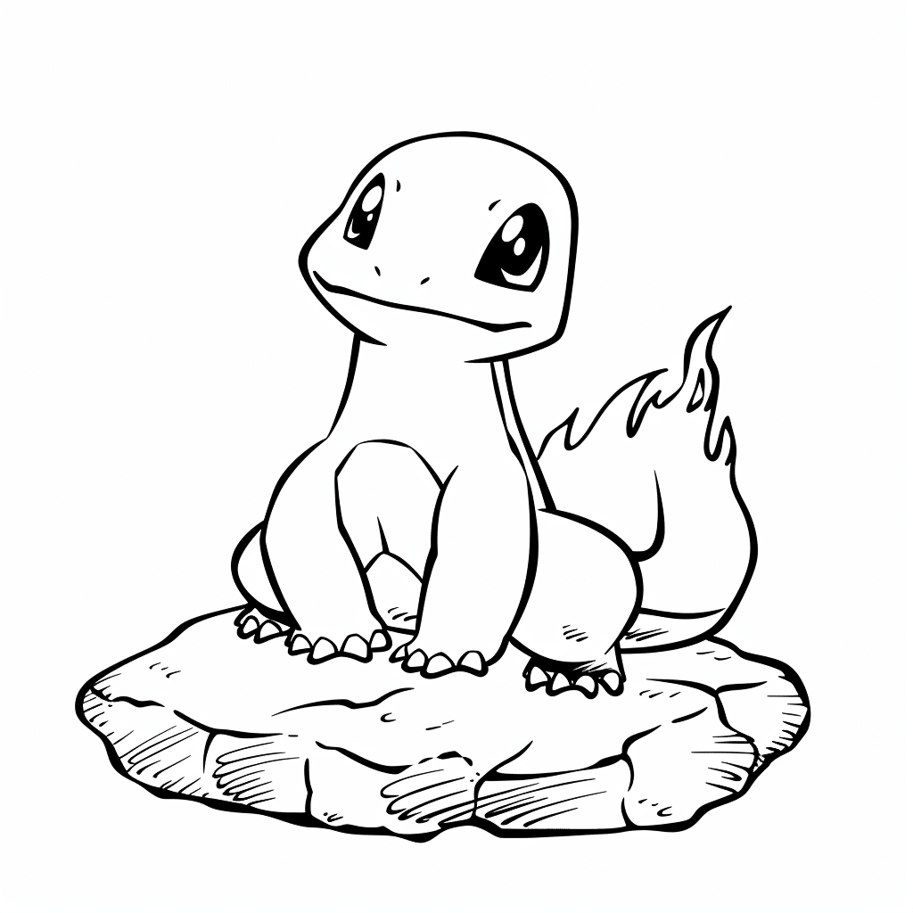 Charmander Sitting by a Small Rock