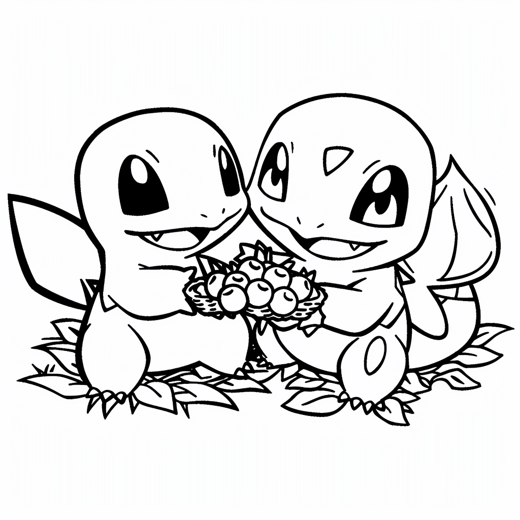 Charmander and Bulbasaur Sharing Berries