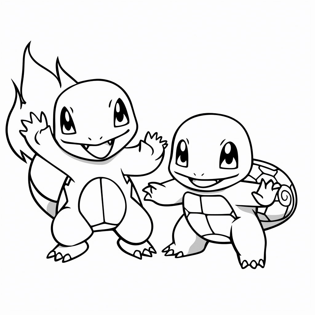 Charmander and Squirtle Friendly Wave