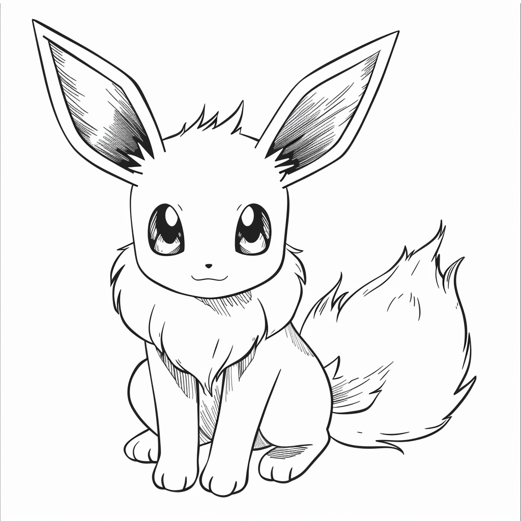 Eevee Sitting with Fluffy Tail