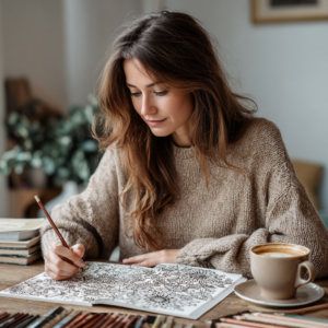 Emma drawing printable coloring pages at home – creative relaxing activity for kids and adults