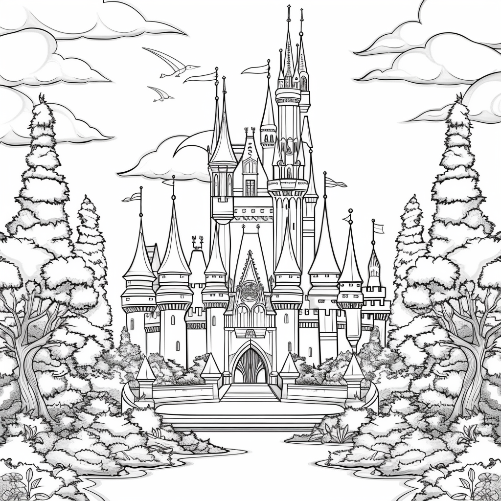 Princess Castle Coloring Pages printable castle design for kids
