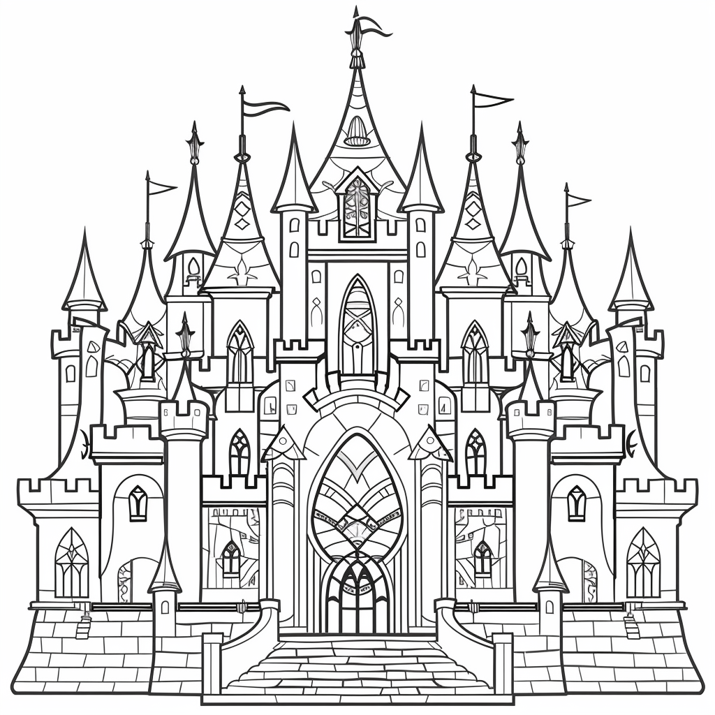 Princess Castle Coloring Pages printable castle design for kids