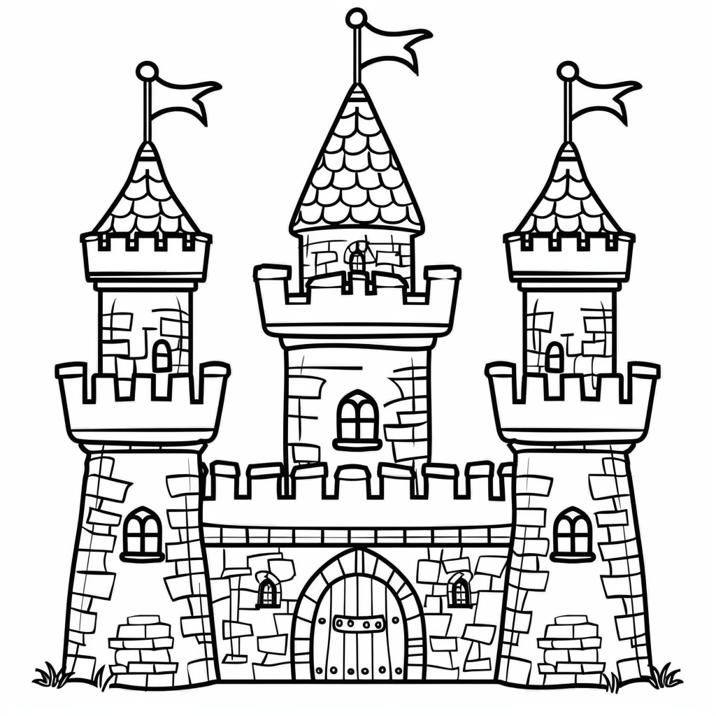 Princess Castle Coloring Pages printable castle design for kids