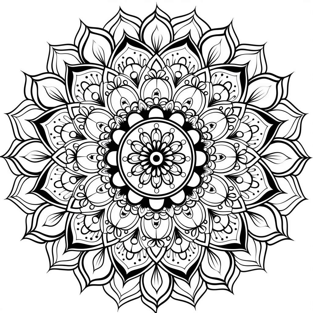 Floral Mandala with Leaves and Petals