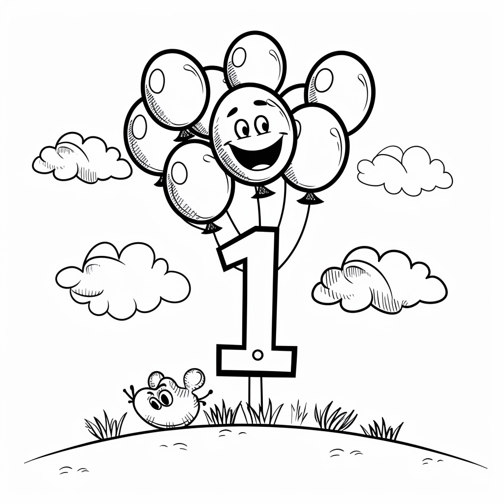 Friendly Number One with Balloons