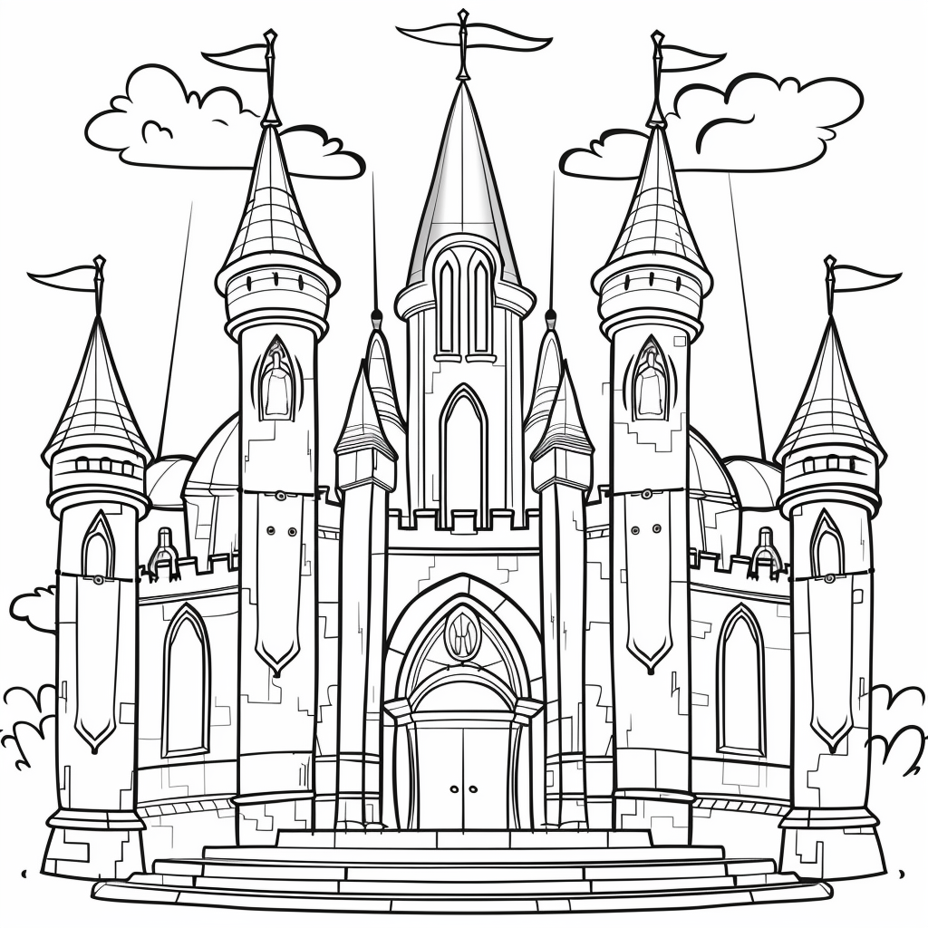 Princess Castle Coloring Pages printable castle design for kids