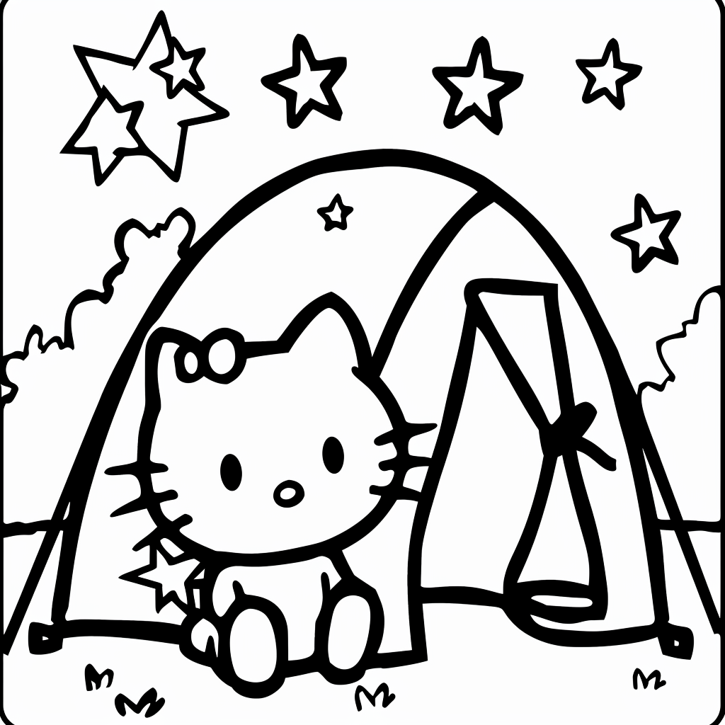 Hello Kitty Camping in a Tent