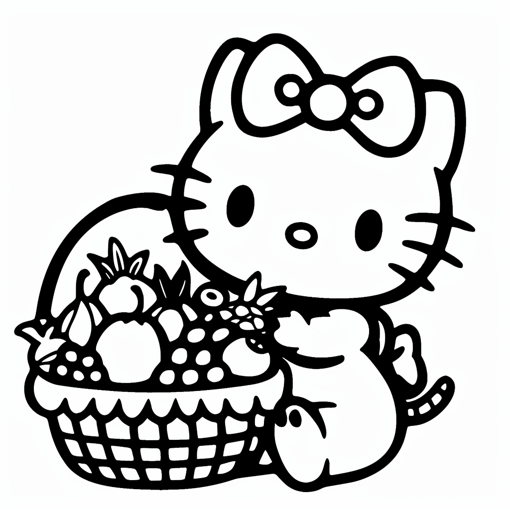 Hello Kitty Carrying a Fruit Basket