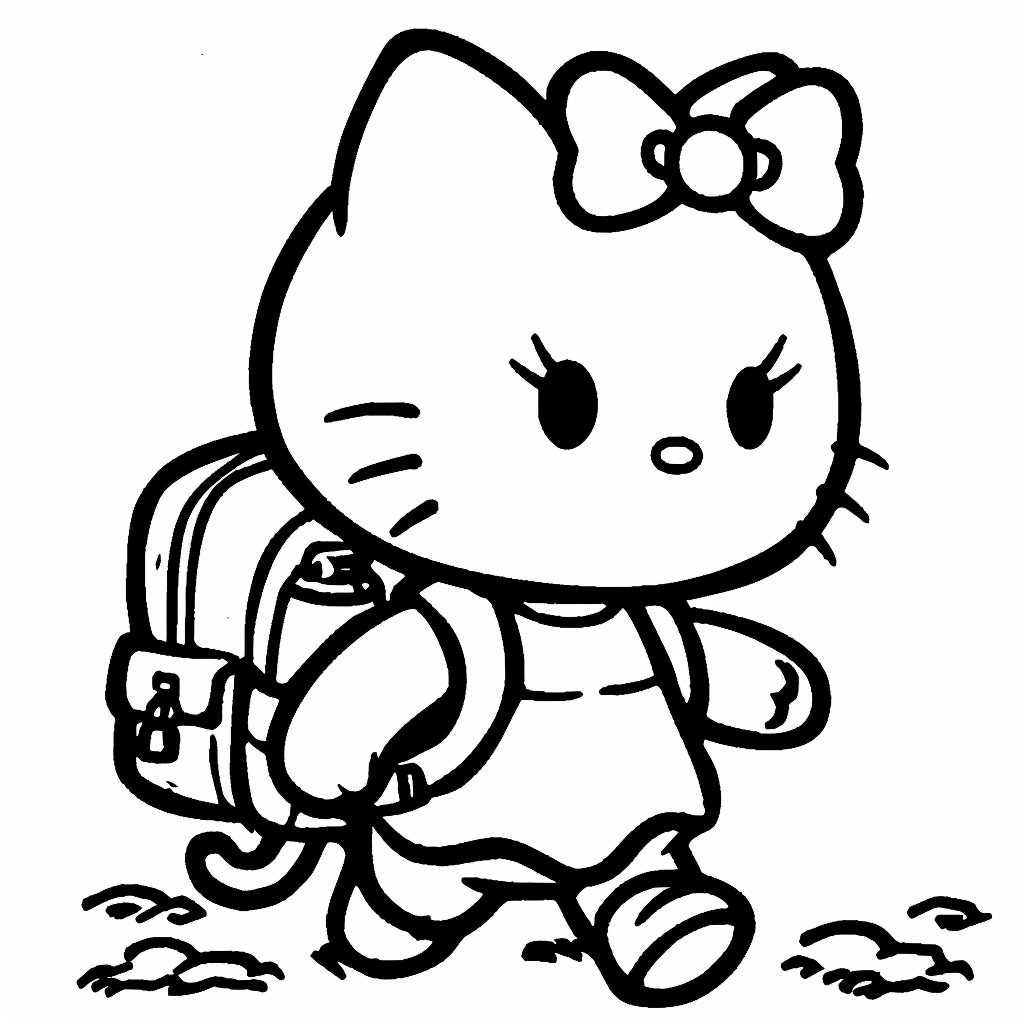 Hello Kitty Exploring with a Backpack