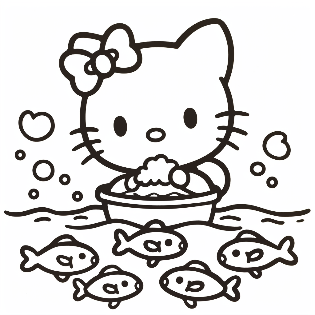 Hello Kitty Feeding Fish