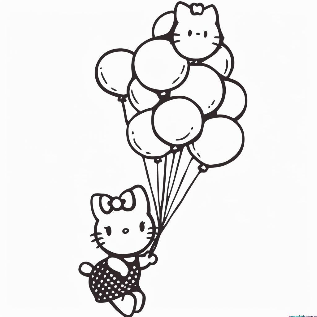 Hello Kitty Holding Balloons