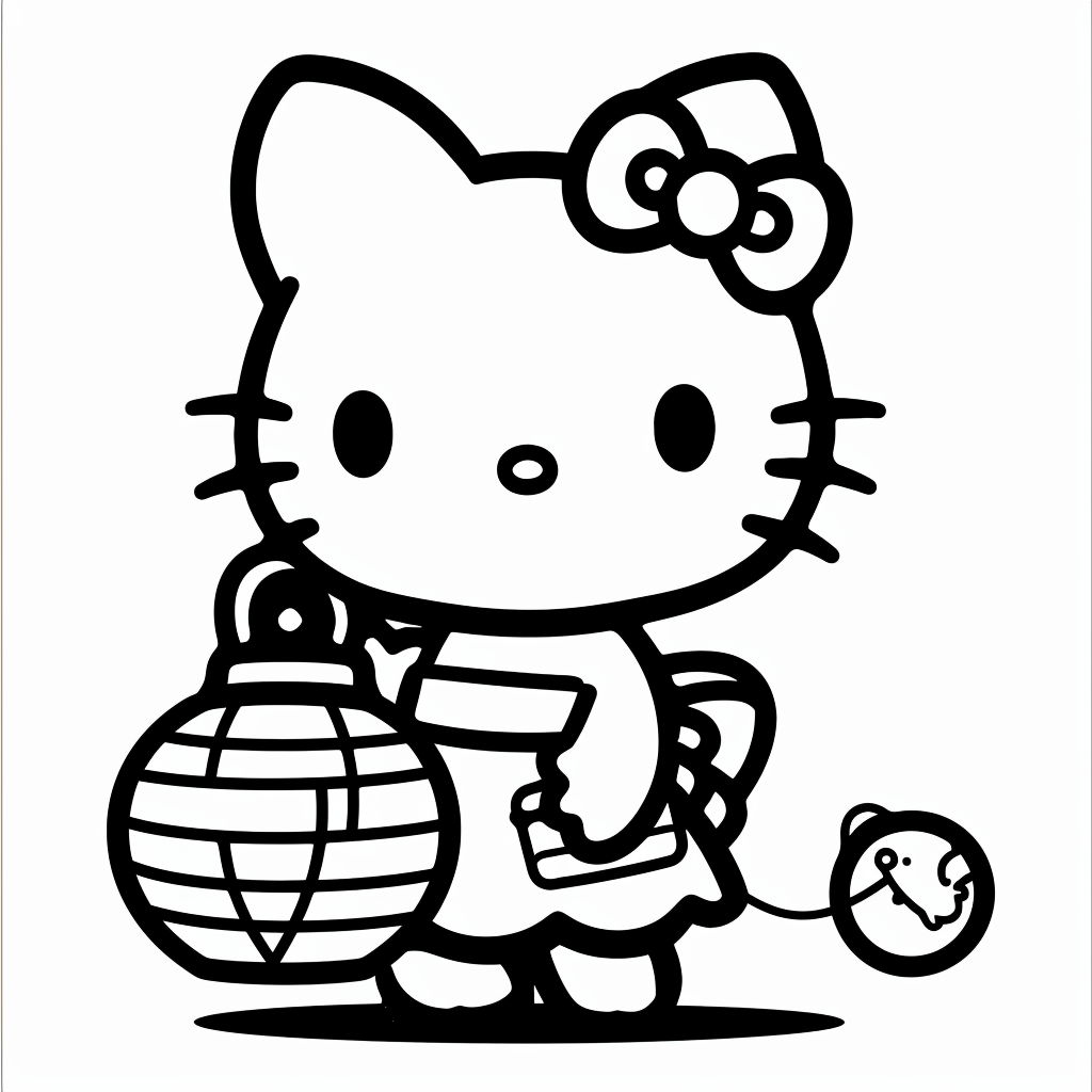 Hello Kitty Holding a Lantern