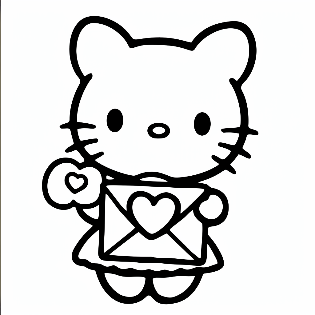 Hello Kitty Holding a Love Letter