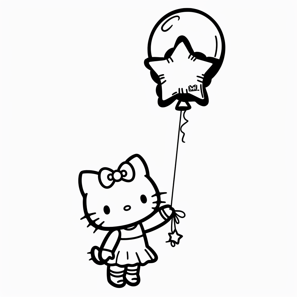 Hello Kitty Holding a Star Balloon