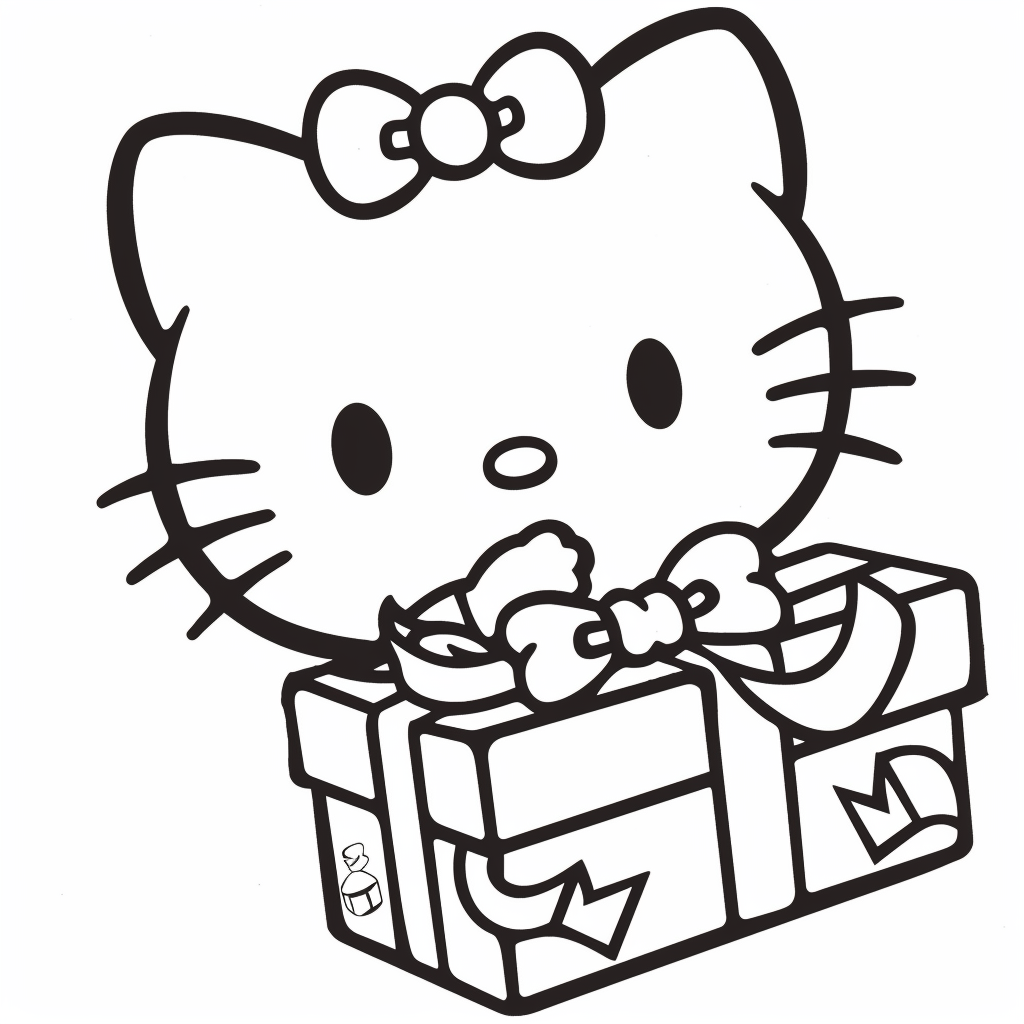 Hello Kitty Opening a Gift Box