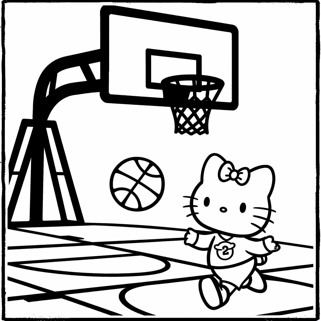 Hello Kitty Playing Basketball