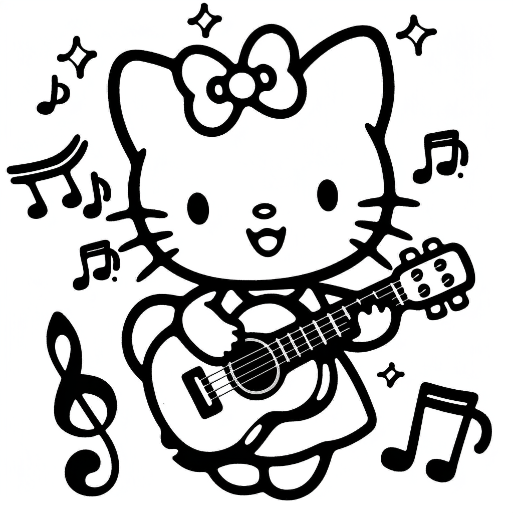 Hello Kitty Playing Guitar