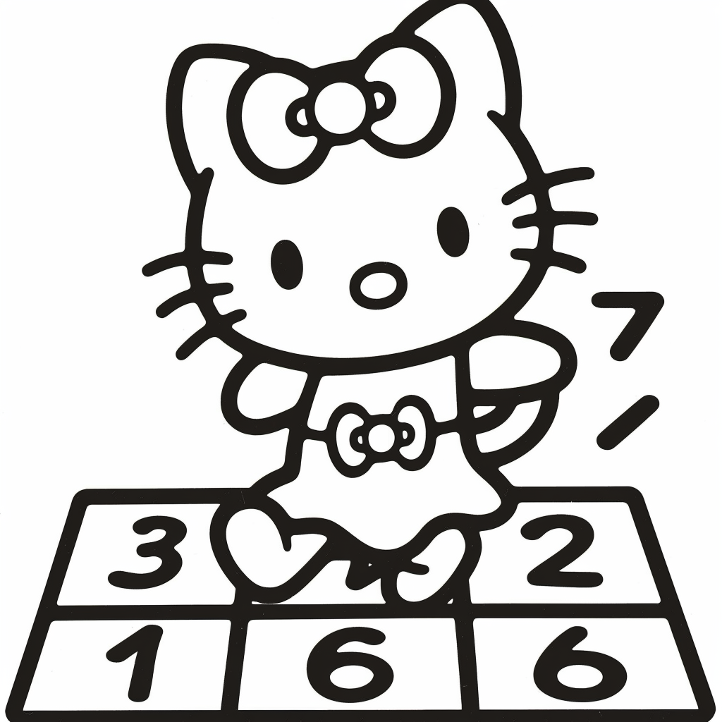 Hello Kitty Playing Hopscotch