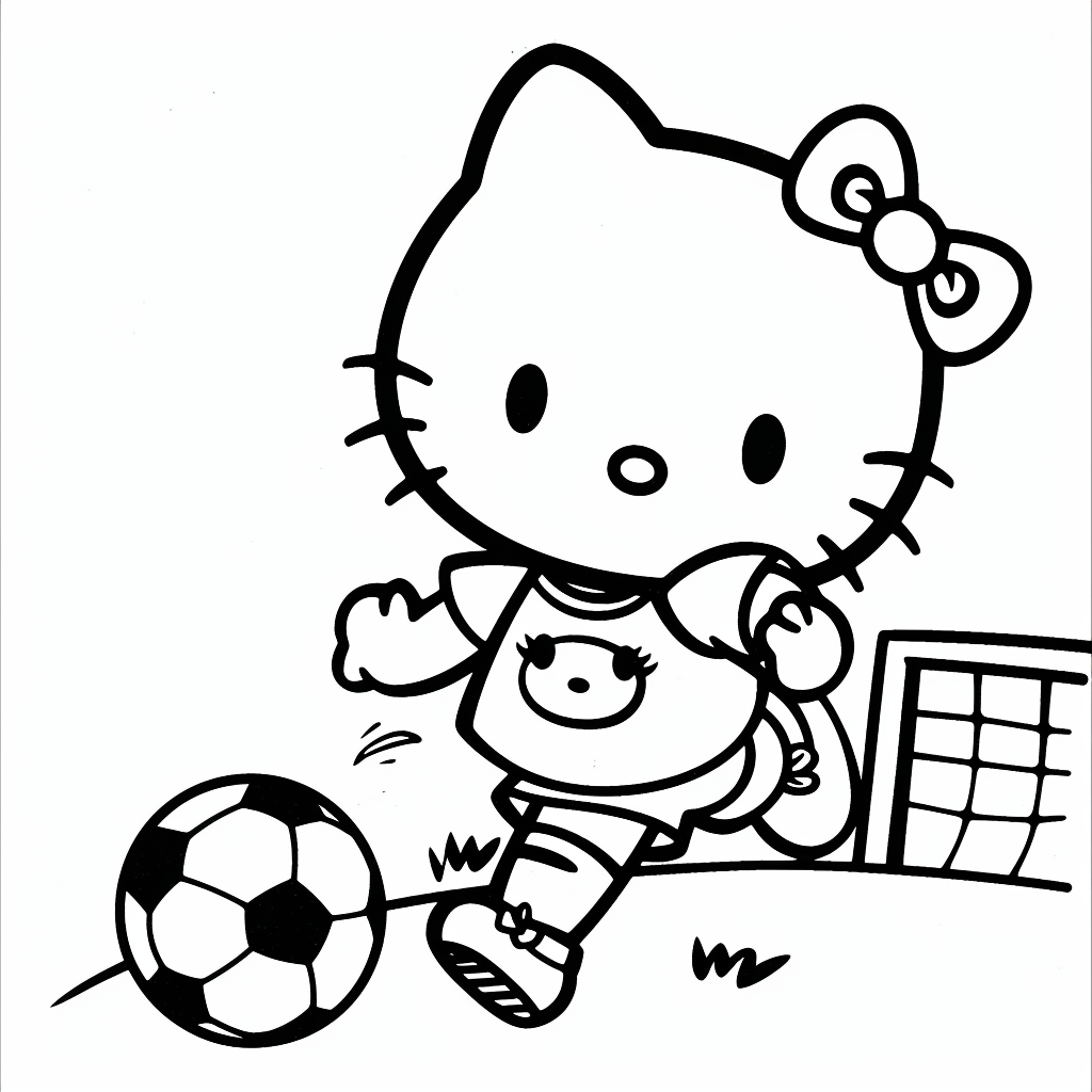 Hello Kitty Playing Soccer