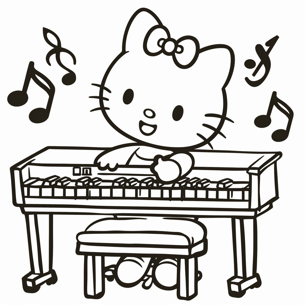 Hello Kitty Playing the Piano