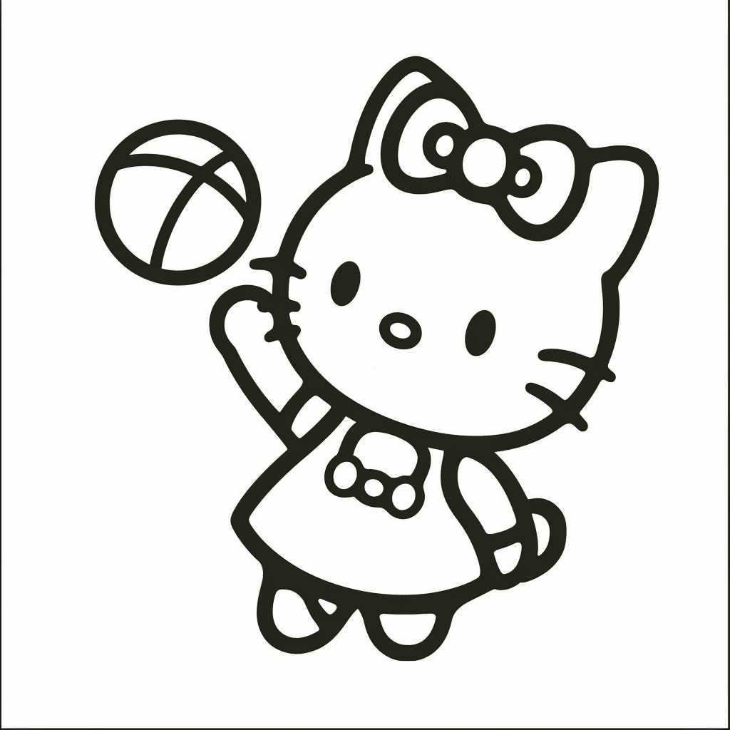 Hello Kitty Playing with a Ball