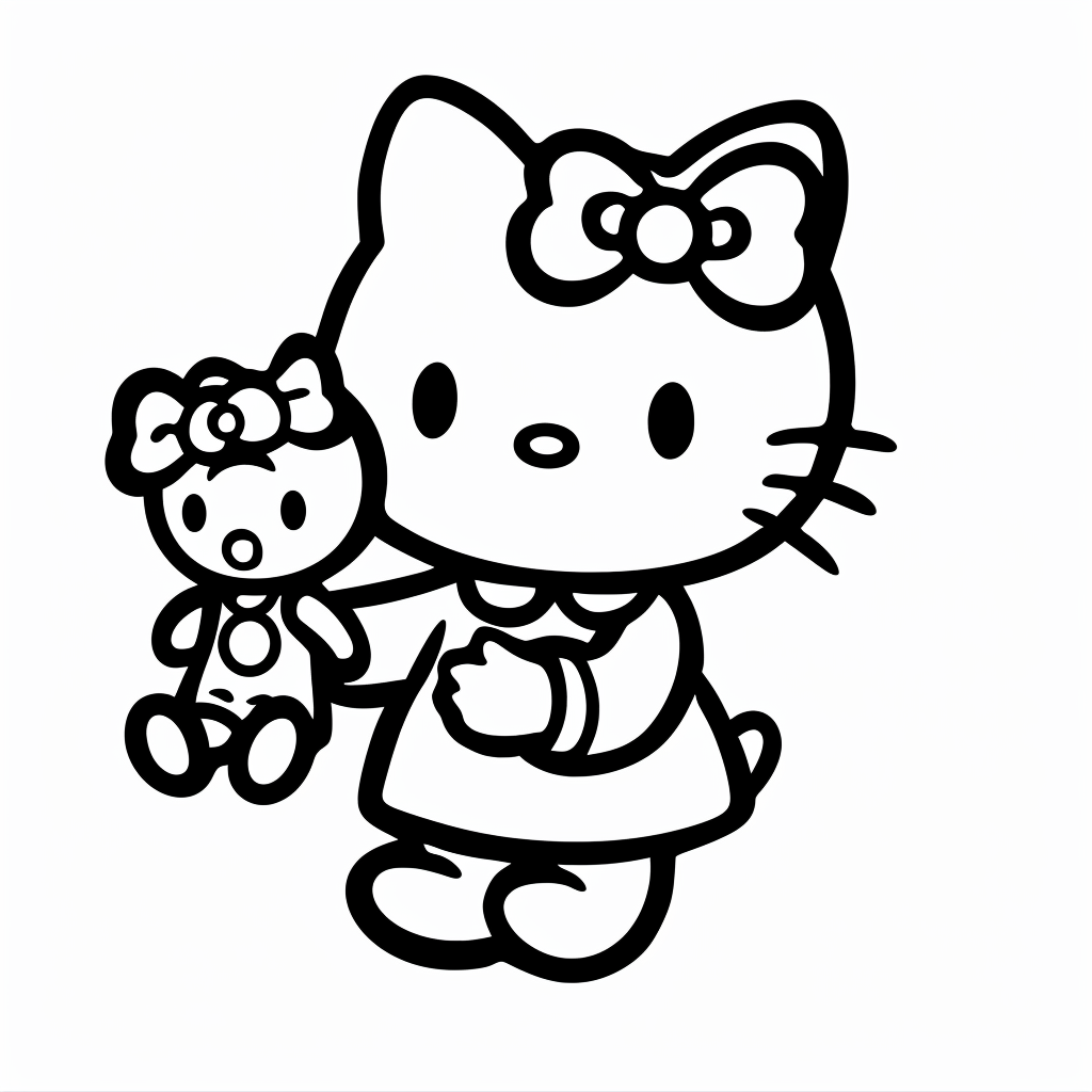 Hello Kitty Playing with a Doll