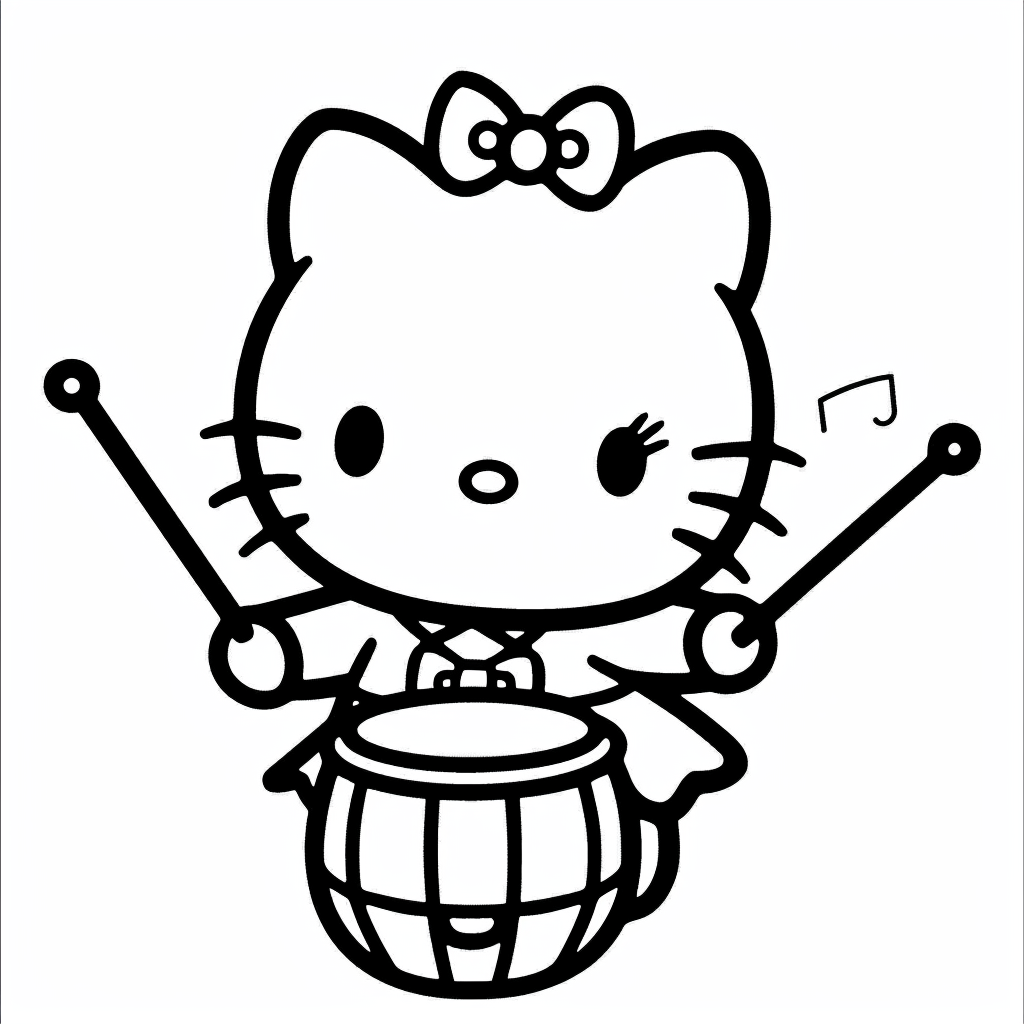 Hello Kitty Playing with a Drum