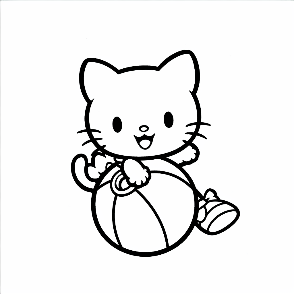 Hello Kitty Playing with a Jumping Ball