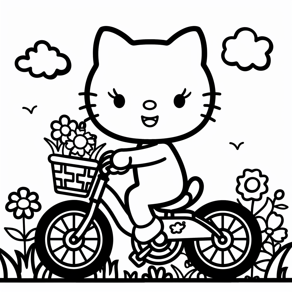 Hello Kitty Riding a Bicycle