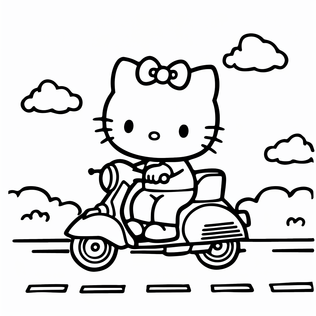 Hello Kitty Riding a Scooter