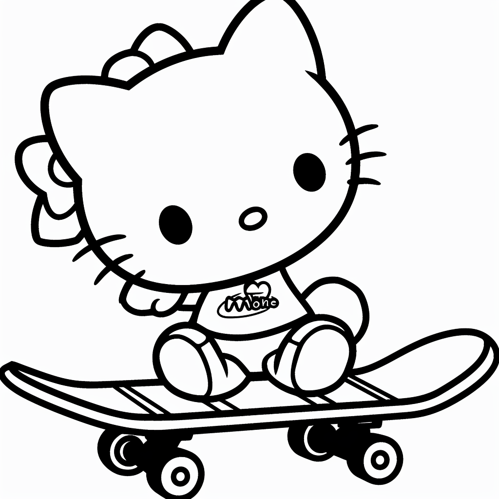 Hello Kitty Riding a Skateboard
