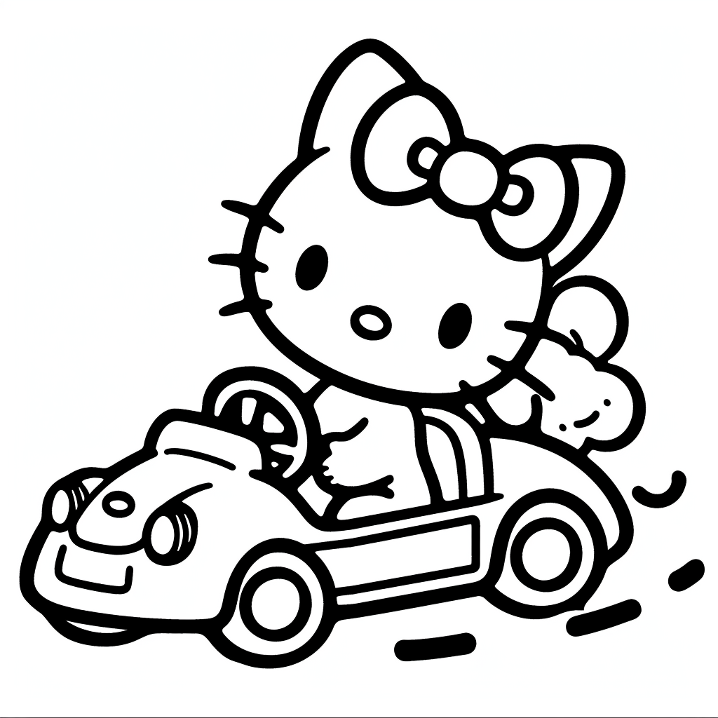 Hello Kitty Riding a Toy Car