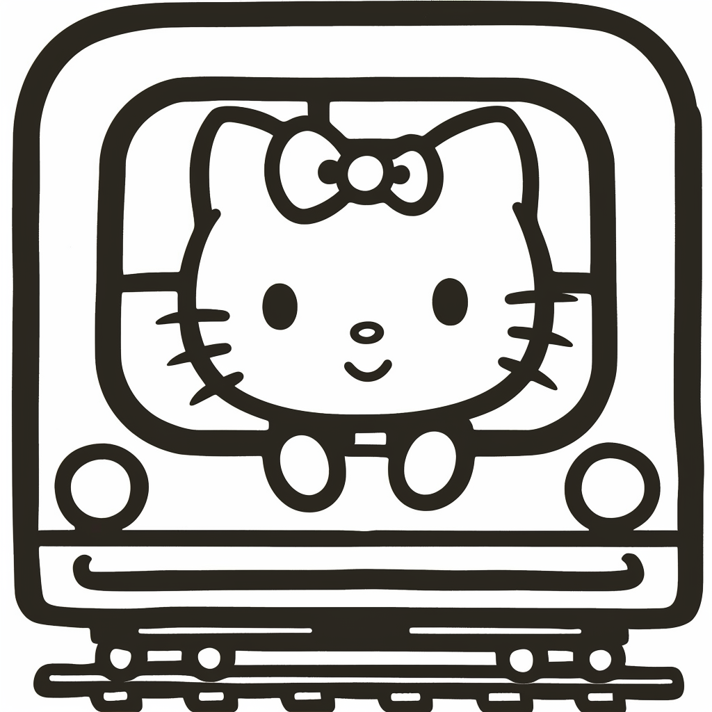 Hello Kitty Riding a Train