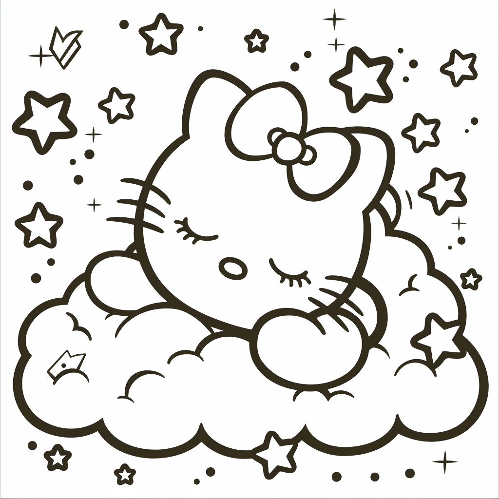 Hello Kitty Sleeping on a Cloud