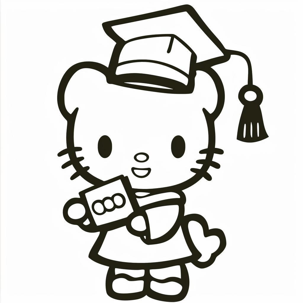 Hello Kitty Wearing a Graduation Cap