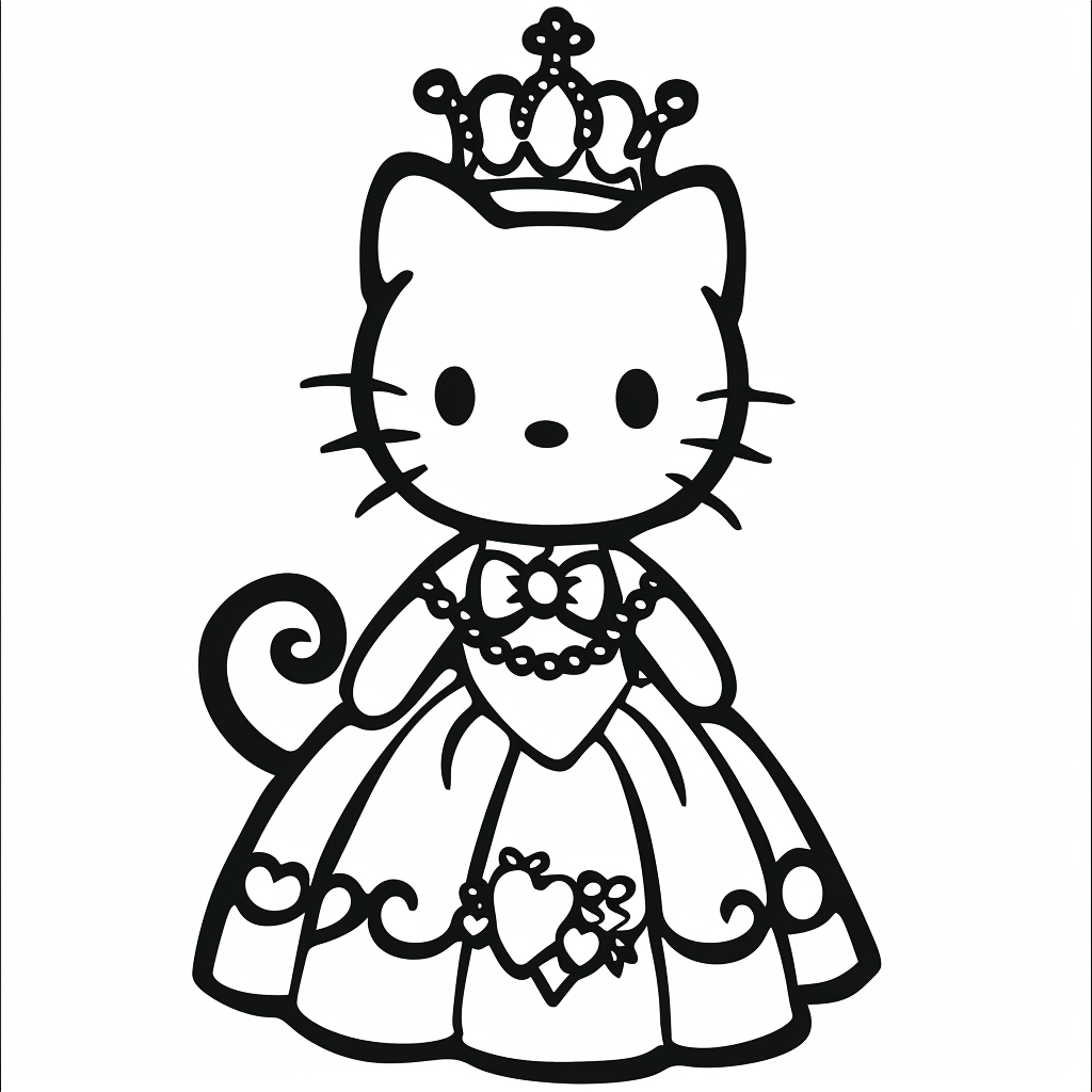 Hello Kitty Wearing a Princess Dress